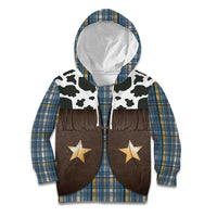 Cowboy Vest Costume Kid Hoodie Blue Yellow Plaid Pattern - Wonder Print Shop