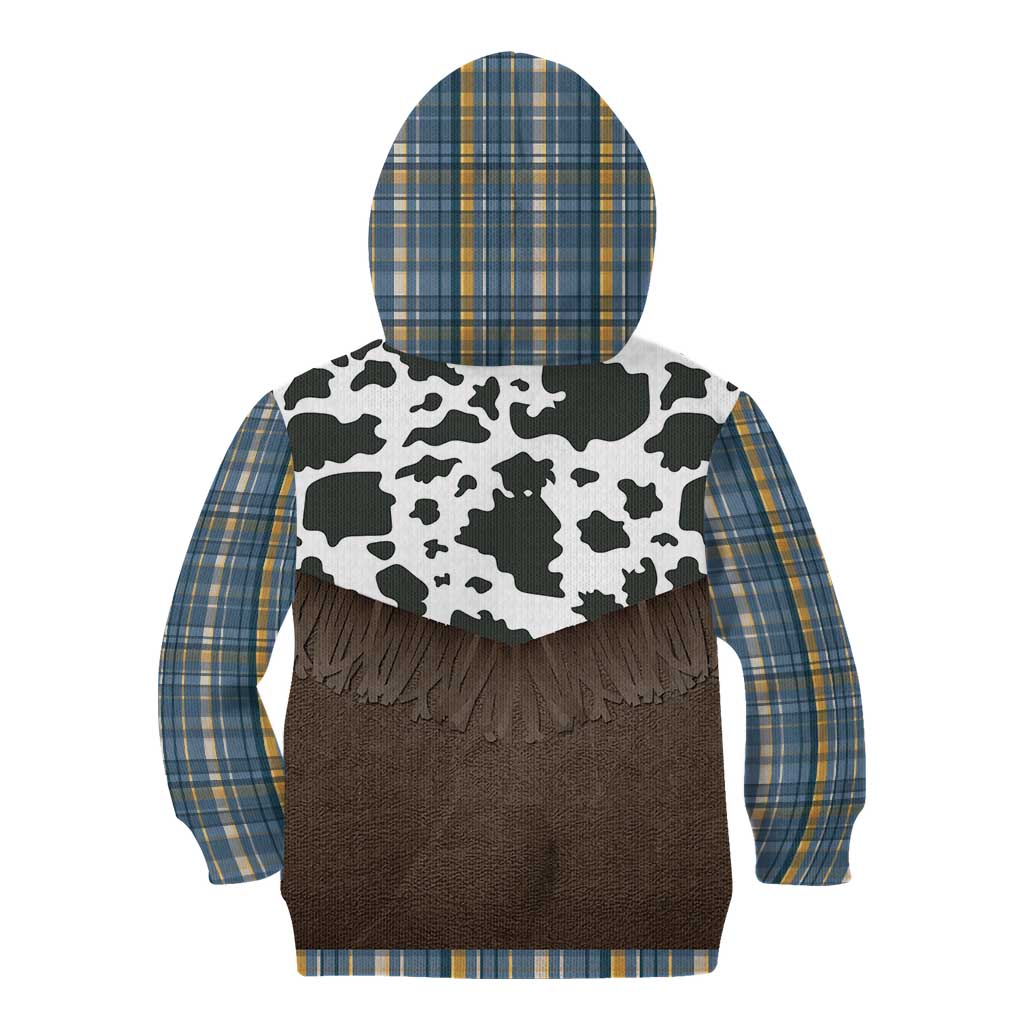 Cowboy Vest Costume Kid Hoodie Blue Yellow Plaid Pattern - Wonder Print Shop