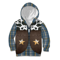 Cowboy Vest Costume Kid Hoodie Blue Yellow Plaid Pattern - Wonder Print Shop