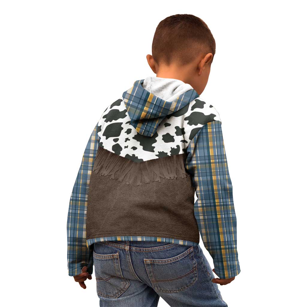 Cowboy Vest Costume Kid Hoodie Blue Yellow Plaid Pattern - Wonder Print Shop