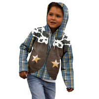 Cowboy Vest Costume Kid Hoodie Blue Yellow Plaid Pattern - Wonder Print Shop