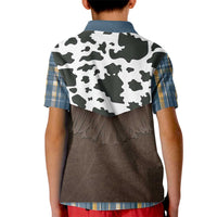Cowboy Vest Costume Kid Polo Shirt Blue Yellow Plaid Pattern - Wonder Print Shop