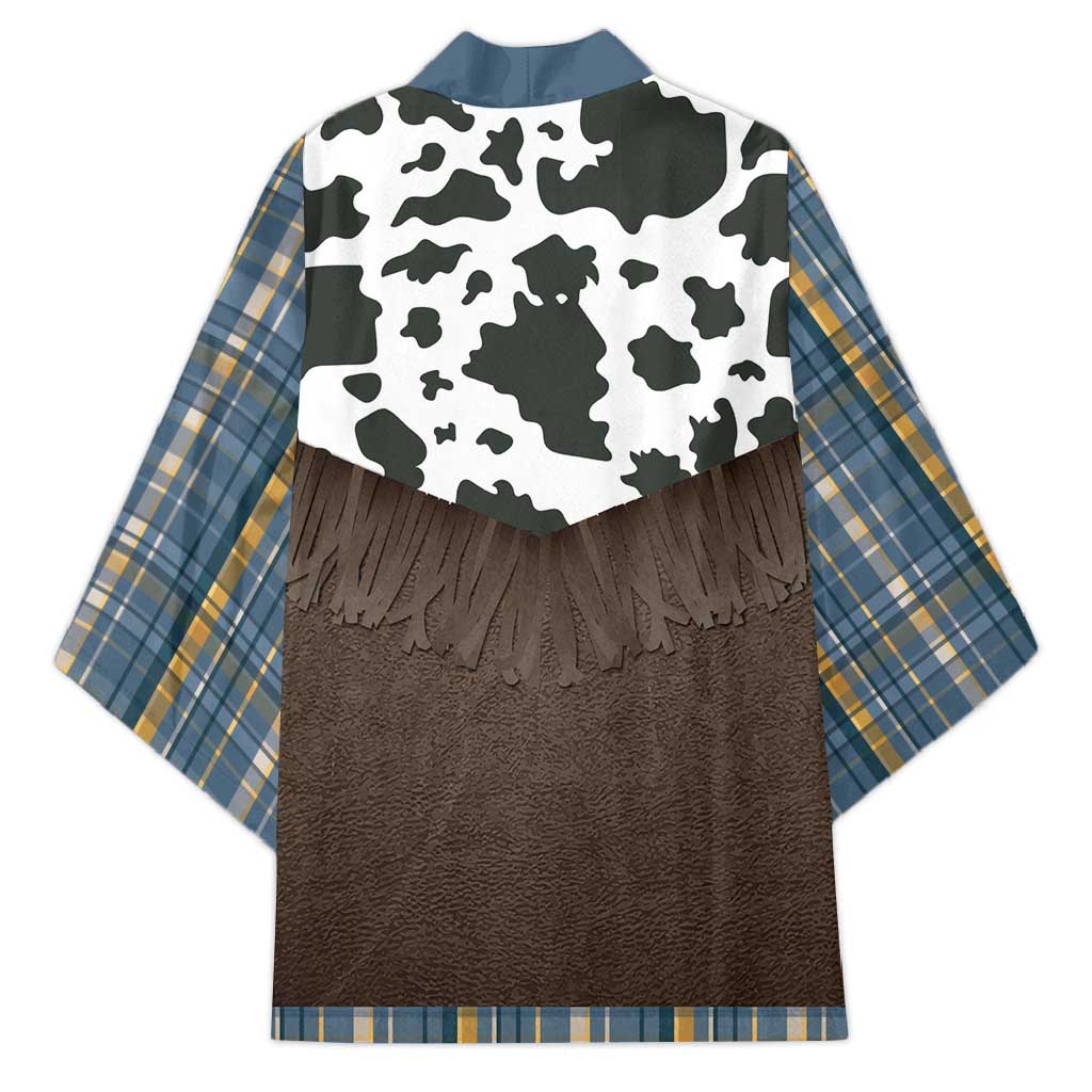 Cowboy Vest Costume Kimono Blue Yellow Plaid Pattern - Wonder Print Shop