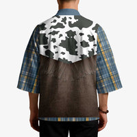 Cowboy Vest Costume Kimono Blue Yellow Plaid Pattern - Wonder Print Shop