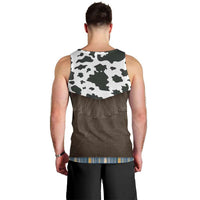 Cowboy Vest Costume Men Tank Top Blue Yellow Plaid Pattern - Wonder Print Shop