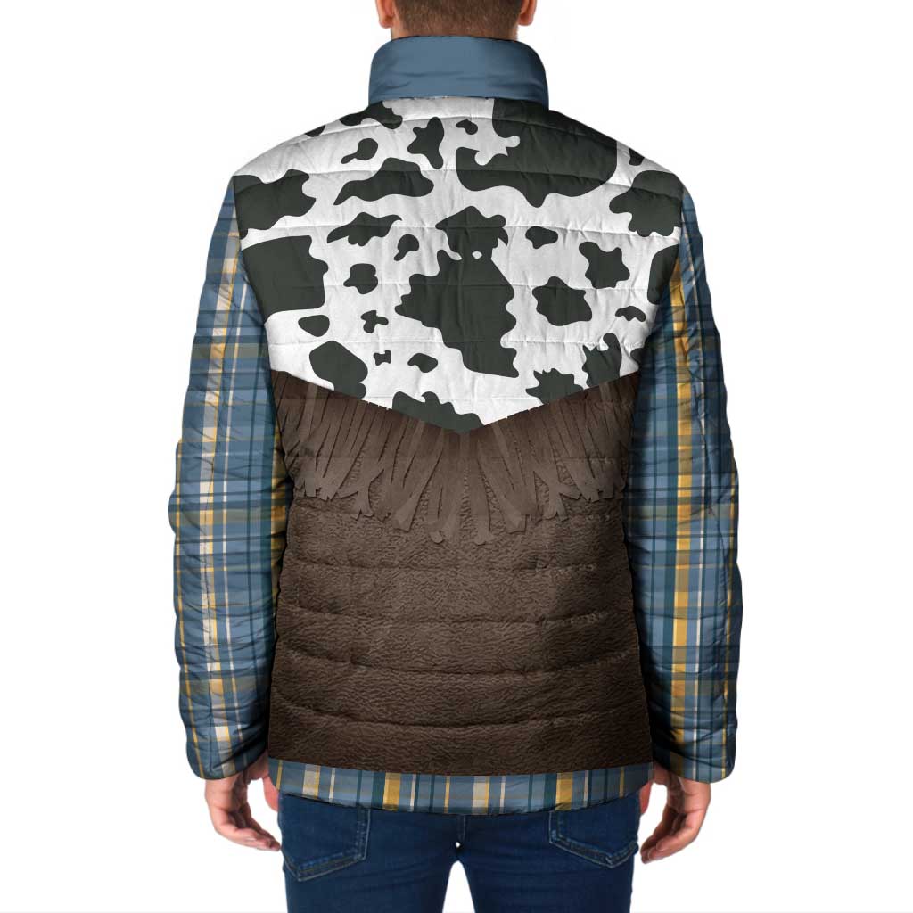 Cowboy Vest Costume Padded Jacket Blue Yellow Plaid Pattern - Wonder Print Shop