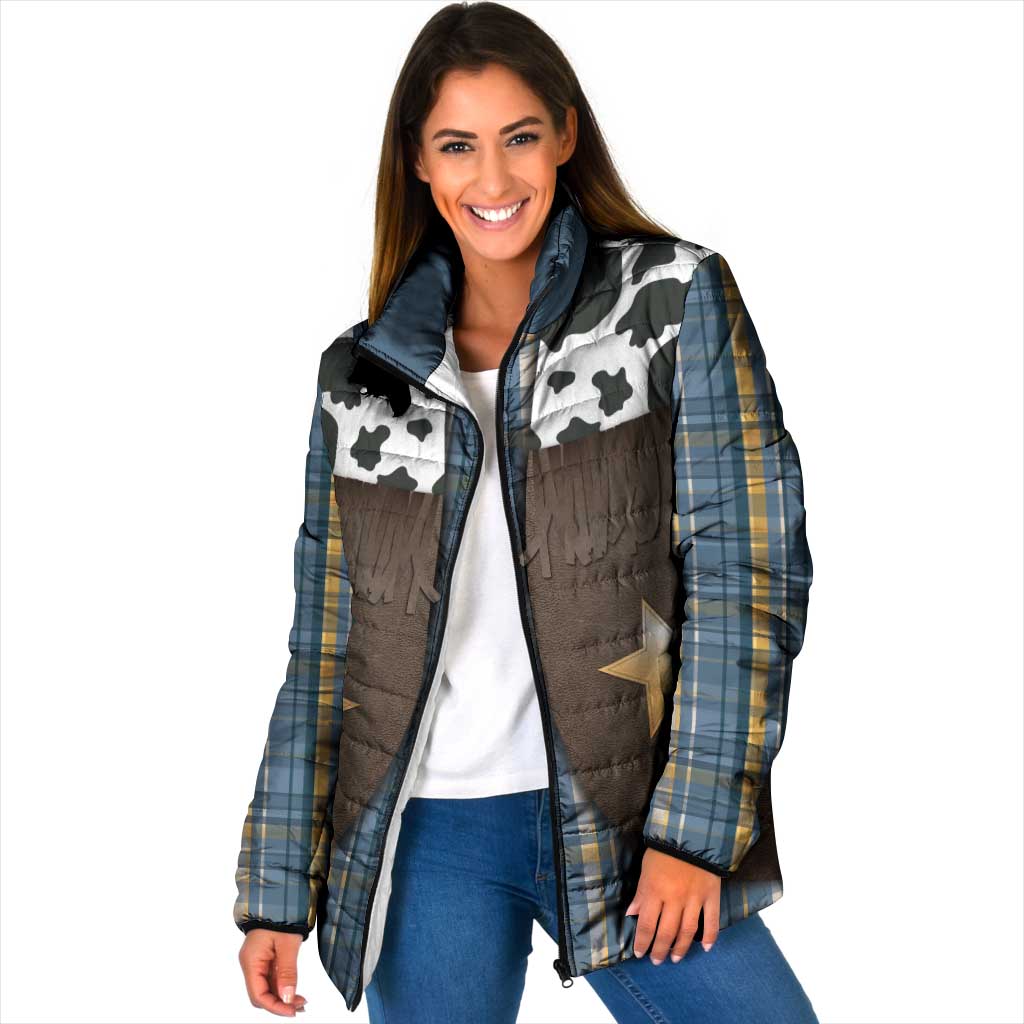Cowboy Vest Costume Padded Jacket Blue Yellow Plaid Pattern - Wonder Print Shop