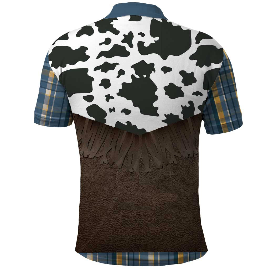 Cowboy Vest Costume Polo Shirt Blue Yellow Plaid Pattern - Wonder Print Shop