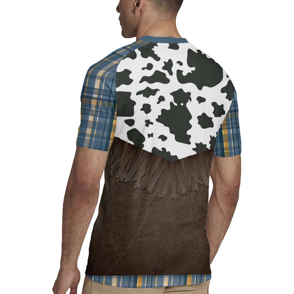Cowboy Vest Costume Rugby Jersey Blue Yellow Plaid Pattern - Wonder Print Shop