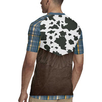 Cowboy Vest Costume Rugby Jersey Blue Yellow Plaid Pattern - Wonder Print Shop