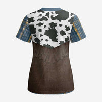 Cowboy Vest Costume Scrub Top Blue Yellow Plaid Pattern - Wonder Print Shop