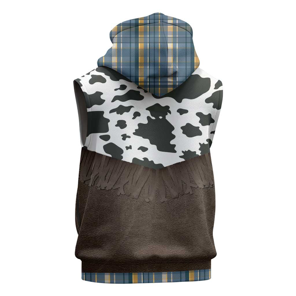 Cowboy Vest Costume Sleeveless Hoodie Blue Yellow Plaid Pattern - Wonder Print Shop