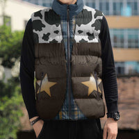 Cowboy Vest Costume Sleeveless Puffer Jacket Blue Yellow Plaid Pattern - Wonder Print Shop
