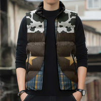 Cowboy Vest Costume Sleeveless Puffer Jacket Blue Yellow Plaid Pattern - Wonder Print Shop