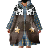 Cowboy Vest Costume Wearable Blanket Hoodie Blue Yellow Plaid Pattern - Wonder Print Shop