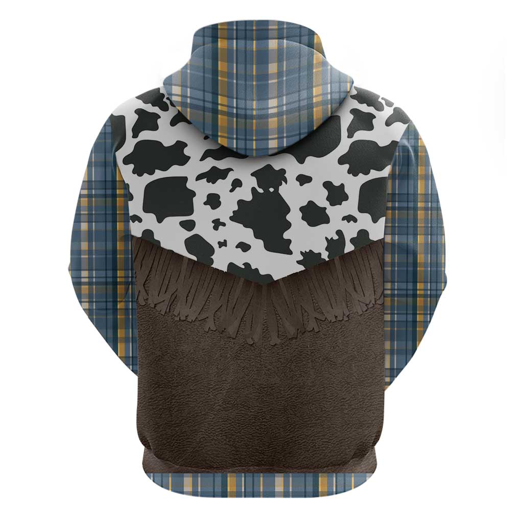 Cowboy Vest Costume Zip Hoodie Blue Yellow Plaid Pattern - Wonder Print Shop