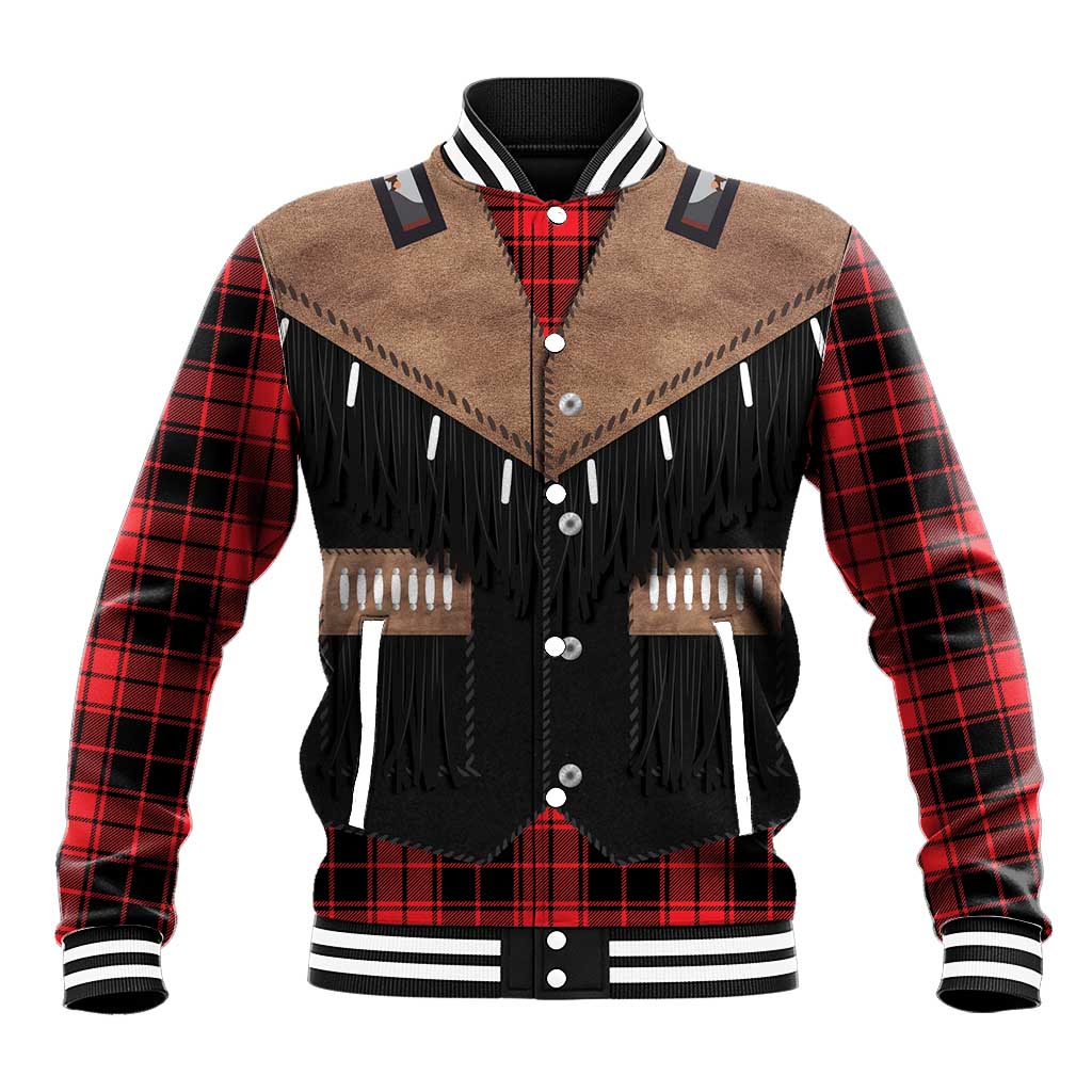 Western Cowboy Vest Style Baseball Jacket Black Red Plaid Pattern - Wonder Print Shop