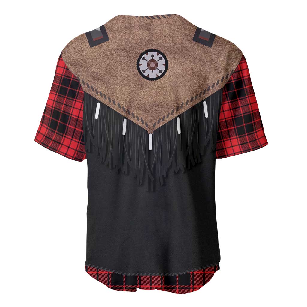 Western Cowboy Vest Style Baseball Jersey Black Red Plaid Pattern - Wonder Print Shop