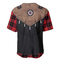Western Cowboy Vest Style Baseball Jersey Black Red Plaid Pattern - Wonder Print Shop