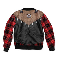 Western Cowboy Vest Style Bomber Jacket Black Red Plaid Pattern - Wonder Print Shop