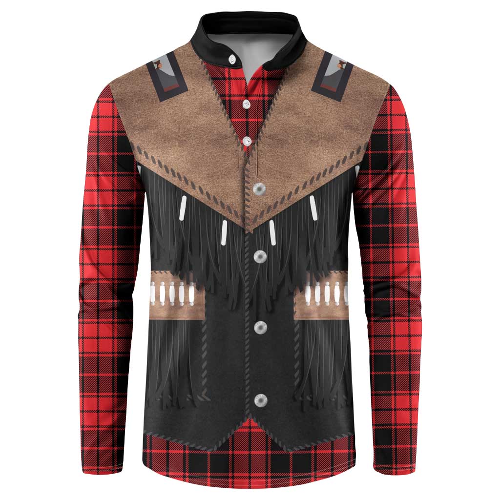 Western Cowboy Vest Style Button Sweatshirt Black Red Plaid Pattern - Wonder Print Shop