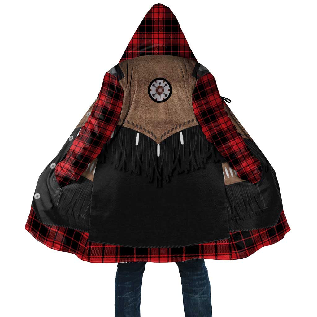 Western Cowboy Vest Style Cloak Black Red Plaid Pattern - Wonder Print Shop