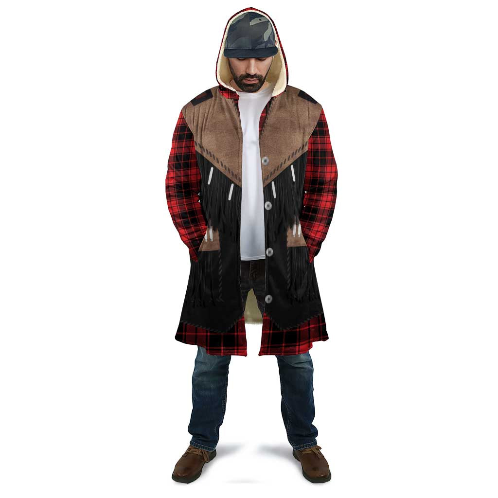 Western Cowboy Vest Style Cloak Black Red Plaid Pattern - Wonder Print Shop