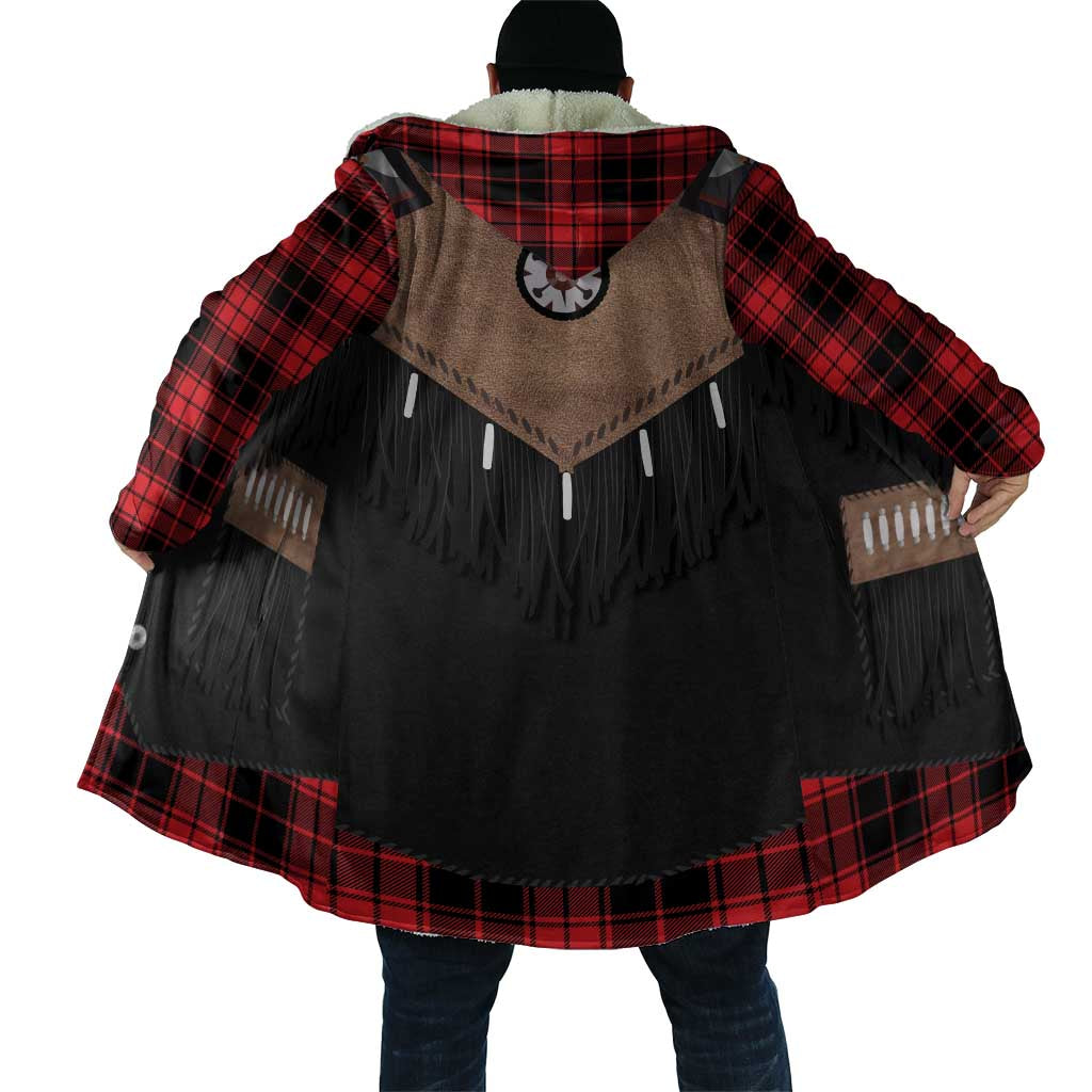 Western Cowboy Vest Style Cloak Black Red Plaid Pattern - Wonder Print Shop