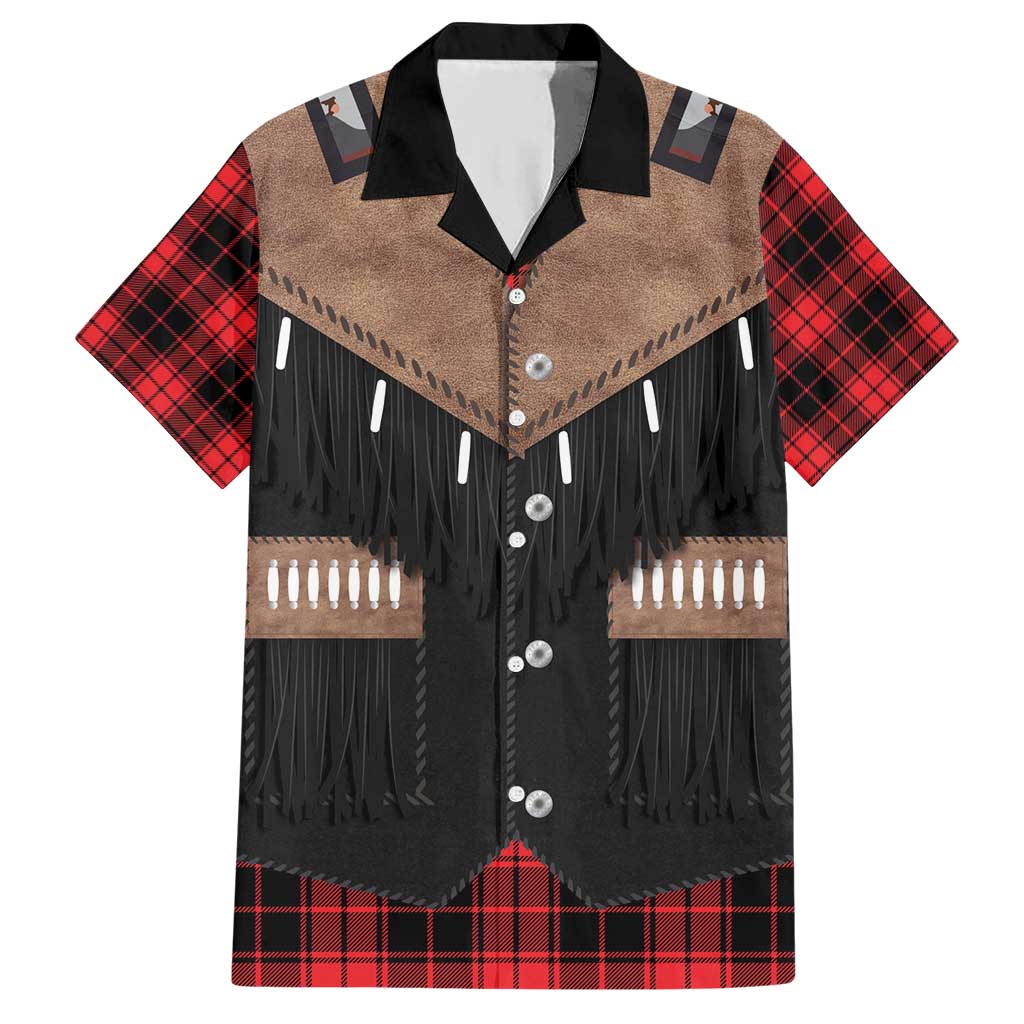 Western Cowboy Vest Style Hawaiian Shirt Black Red Plaid Pattern - Wonder Print Shop