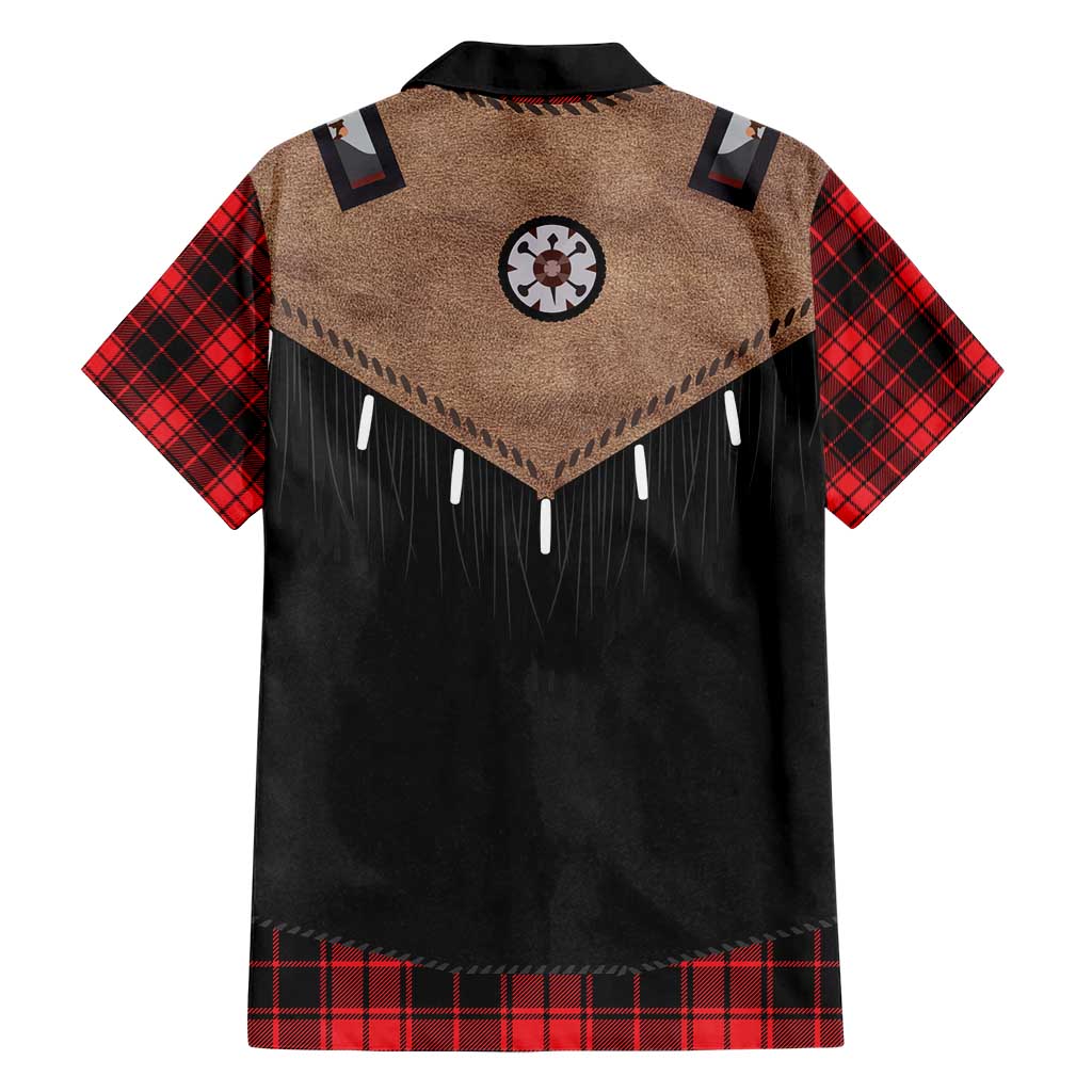 Western Cowboy Vest Style Hawaiian Shirt Black Red Plaid Pattern - Wonder Print Shop