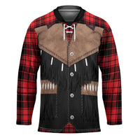 Western Cowboy Vest Style Hockey Jersey Black Red Plaid Pattern - Wonder Print Shop