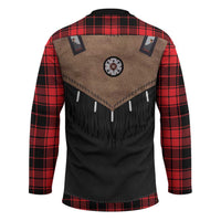 Western Cowboy Vest Style Hockey Jersey Black Red Plaid Pattern - Wonder Print Shop