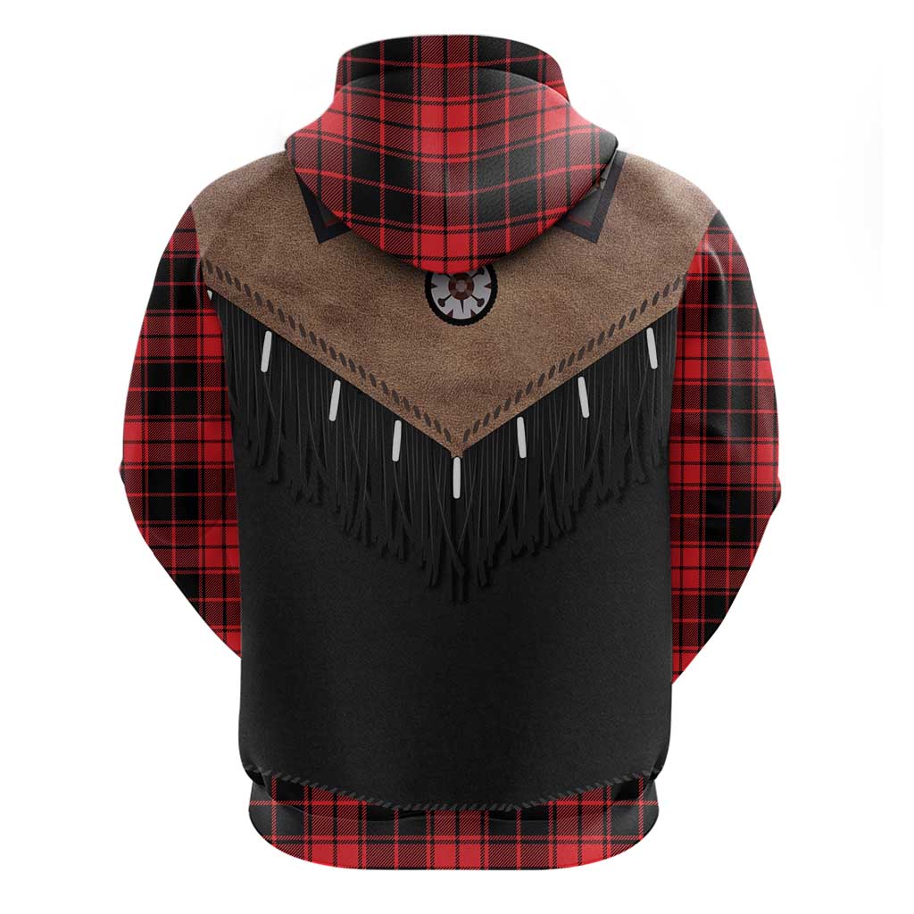 Western Cowboy Vest Style Hoodie Black Red Plaid Pattern - Wonder Print Shop
