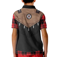 Western Cowboy Vest Style Kid Polo Shirt Black Red Plaid Pattern - Wonder Print Shop