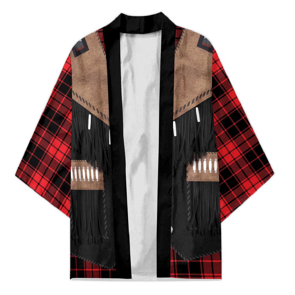 Western Cowboy Vest Style Kimono Black Red Plaid Pattern - Wonder Print Shop