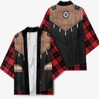 Western Cowboy Vest Style Kimono Black Red Plaid Pattern - Wonder Print Shop
