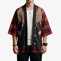 Western Cowboy Vest Style Kimono Black Red Plaid Pattern - Wonder Print Shop