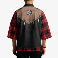 Western Cowboy Vest Style Kimono Black Red Plaid Pattern - Wonder Print Shop