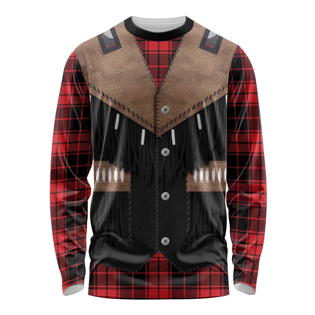 Western Cowboy Vest Style Long Sleeve Shirt Black Red Plaid Pattern - Wonder Print Shop