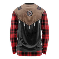 Western Cowboy Vest Style Long Sleeve Shirt Black Red Plaid Pattern - Wonder Print Shop