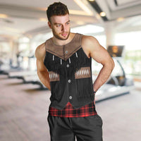 Western Cowboy Vest Style Men Tank Top Black Red Plaid Pattern - Wonder Print Shop