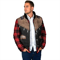 Western Cowboy Vest Style Padded Jacket Black Red Plaid Pattern - Wonder Print Shop