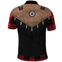Western Cowboy Vest Style Polo Shirt Black Red Plaid Pattern - Wonder Print Shop