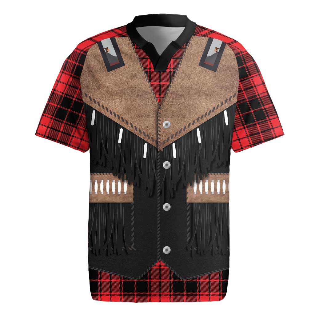 Western Cowboy Vest Style Rugby Jersey Black Red Plaid Pattern - Wonder Print Shop