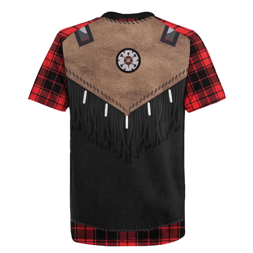 Western Cowboy Vest Style Rugby Jersey Black Red Plaid Pattern - Wonder Print Shop