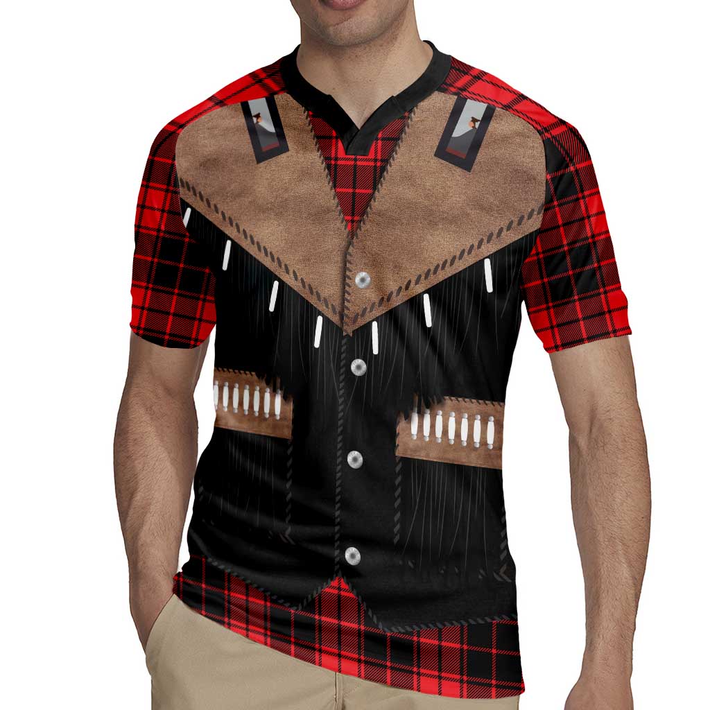 Western Cowboy Vest Style Rugby Jersey Black Red Plaid Pattern - Wonder Print Shop