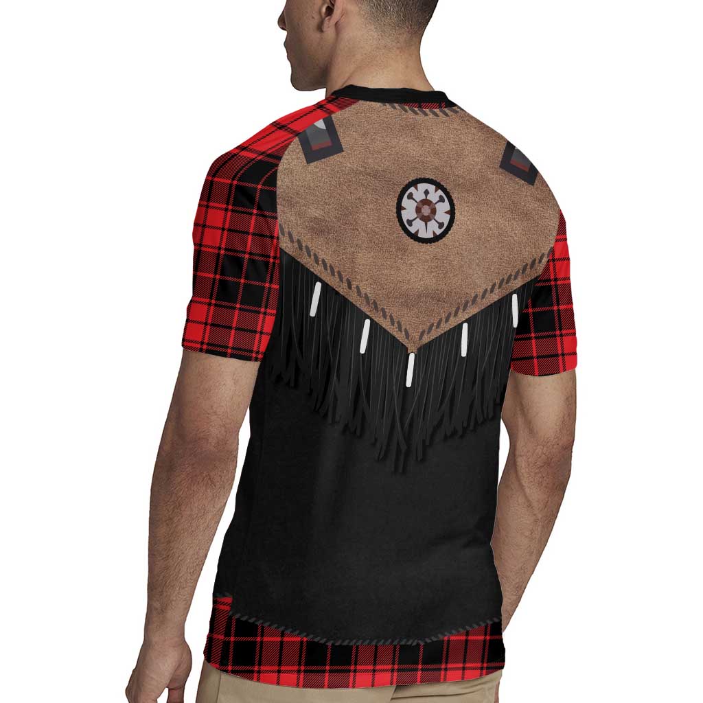 Western Cowboy Vest Style Rugby Jersey Black Red Plaid Pattern - Wonder Print Shop