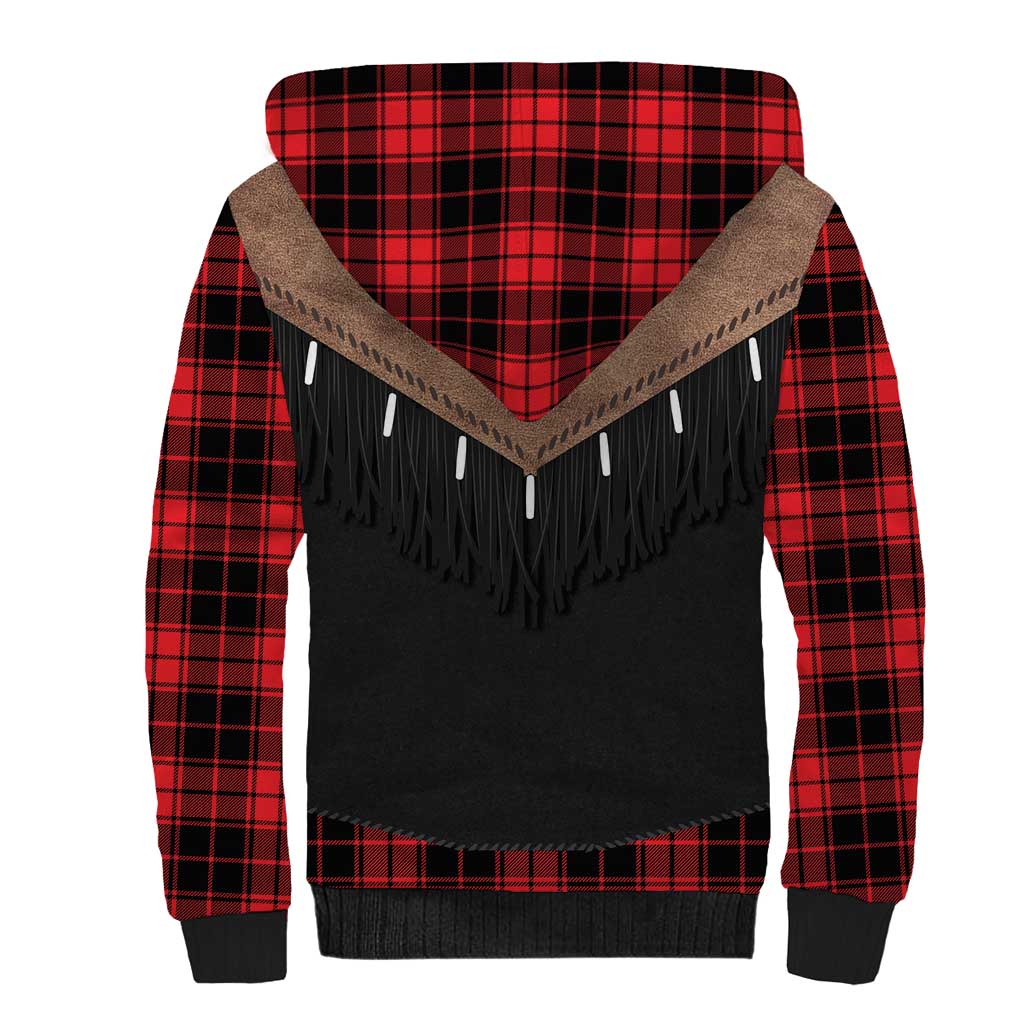 Western Cowboy Vest Style Sherpa Hoodie Black Red Plaid Pattern - Wonder Print Shop