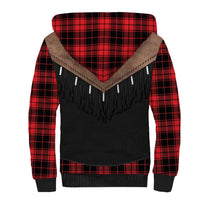 Western Cowboy Vest Style Sherpa Hoodie Black Red Plaid Pattern - Wonder Print Shop