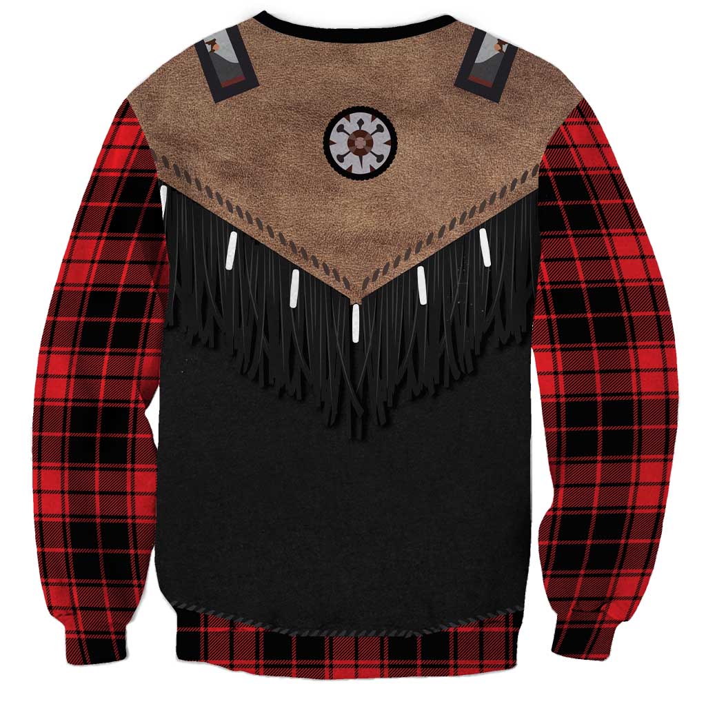 Western Cowboy Vest Style Sweatshirt Black Red Plaid Pattern - Wonder Print Shop